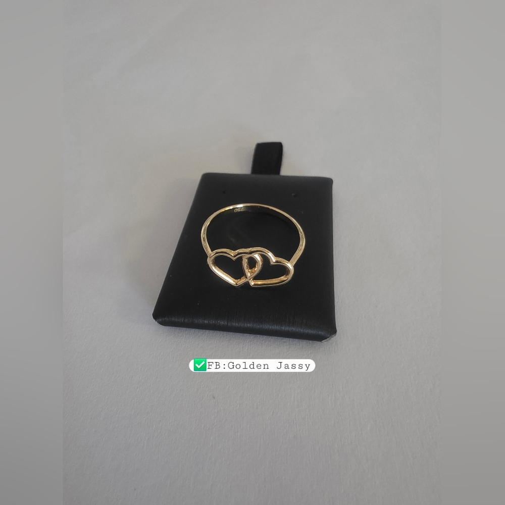 18K Gold Double Heart Ring 7.5